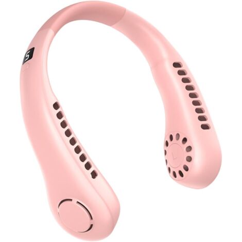 Ventilateur de cou portable rose sans pales, affichage numérique à 5 vitesses, grande capacité de 3000 mAh, petit ventilateur portable rechargeable par USB