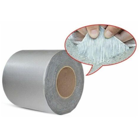 Ruban d'étanchéité pour toiture (10 m x 100 mm x 1 mm), bande de solin extrêmement adhésive à froid avec revêtement en aluminium. (1/4)