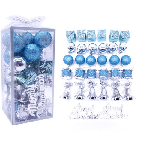 Décorations d'arbre de Noël 32 pièces Boules de Noël Ornements de vacances Décorations de Noël Décorations de Noël en plastique bleu argenté (1/5)