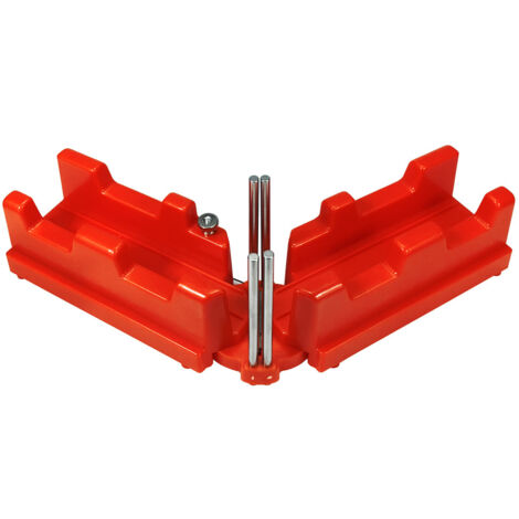 Équerre à onglet et boîte à onglets, produit 2 en 1 pour une pose précise des plinthes – Angles de 85 à 180 degrés (rouge) (1/3)