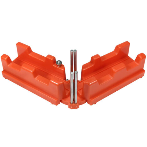 Équerre à onglet et boîte à onglets, produit 2 en 1 pour une pose précise des plinthes – Angles de 85 à 180 degrés (orange)