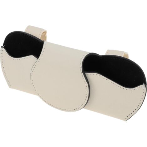 Étui à lunettes magnétique en cuir PU pour pare-soleil de voiture, accessoire d'intérieur universel pour voiture (beige) (1/5)