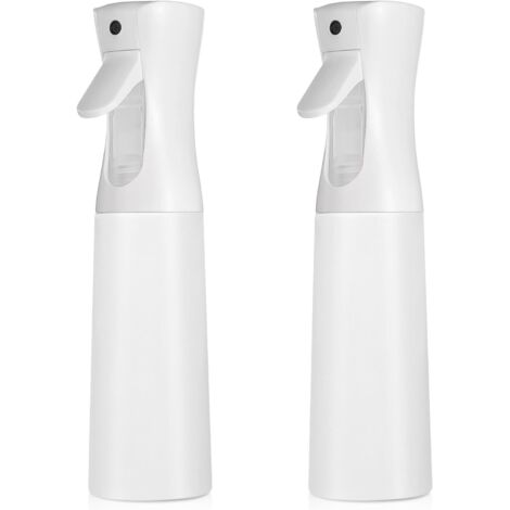 Vaporisateurs capillaires continus (300 ml) Lot de 2 vaporisateurs vides à brume d'eau ultra-fine pour coiffure, jardinage, bouclage, etc. (Blanc) (1/5)