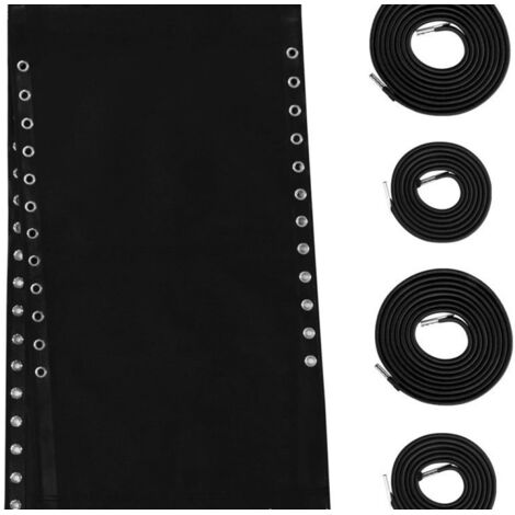 Toile de rechange universelle pour chaise longue, durable et respirante, pour chaises longues de jardin, avec jeu de cordes, 43 x 160 cm, noir
