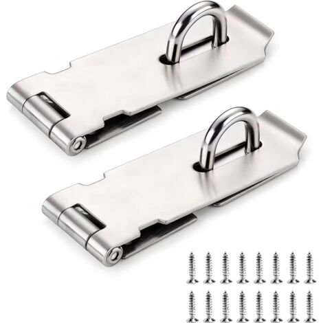 2 cadenas à vis en acier inoxydable pour portes, armoires, coffres et tiroirs (argent, 5 pouces) (1/5)