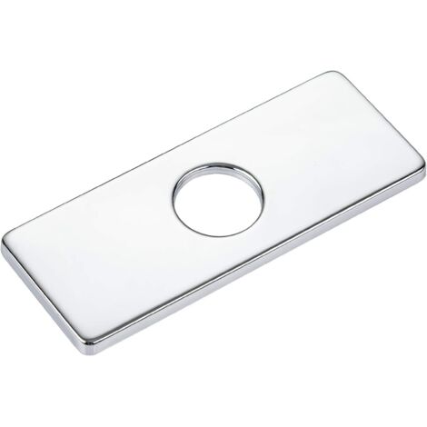 Plaque de recouvrement de trou de 6 pouces pour lavabo de salle de bain, plaque de garniture de robinet de salle de bain 3 en 1, rectangulaire, acier inoxydable (argent)
