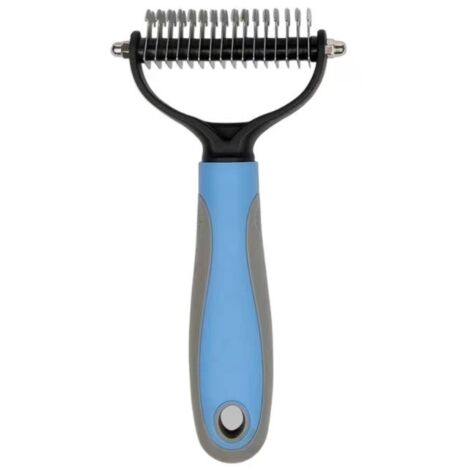Brosse dépilatoire premium pour chiens et chats, pour poils moyens et longs, bleu (1/3)