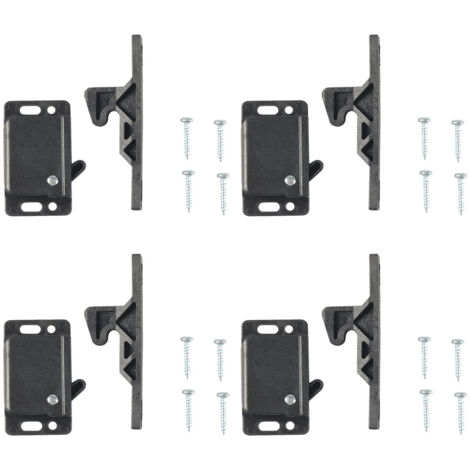 Lot de 4 loquets de porte d'armoire avec 16 vis pour camping-car, loquets de porte de caravane, accessoires pour armoires, portes coulissantes, maison, cuisine, noir (1/4)