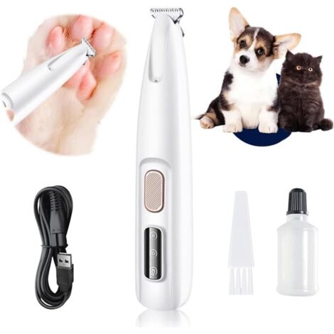 Electric Paw Trimmer with LED Light - Waterproof, Rechargeable, Low Noise Pet Hair Shaver for Dogs and Cats