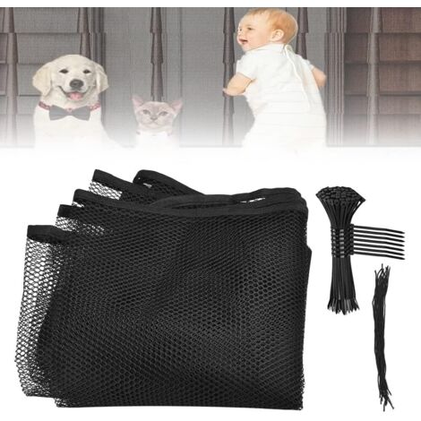 Filet de sécurité pour enfants de3 m, filet de protection pour escaliers, garde-corps pour balcon, garde-corps pour enfants, sécurité à domicile (noir)