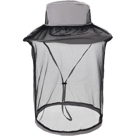 Chapeau bob en maille, filet de jardinage, mentonnière réglable, filet anti-moustiques, protection faciale respirante, adapté au jardinage et aux activités de plein air (Gris clair)