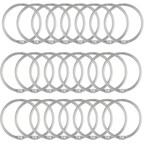 Argent - 24 anneaux de rideau de douche, crochets de rideau de douche antirouille pour salle de bain, anneaux de rideau de douche ronds décoratifs et crochets de tringle à rideau de douche (1/4)