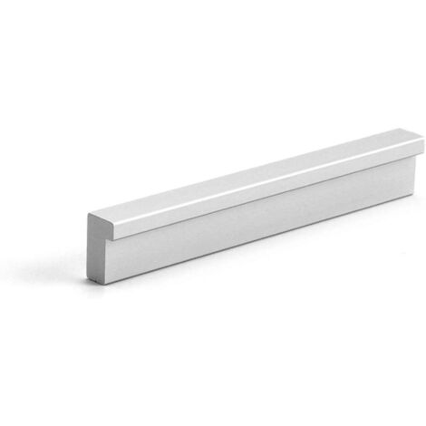 Lot de 2 poignées d'armoire - Poignées de tiroir argent mat (128 mm) avec trou central - Poignées de tiroir biseautées solides pour armoires de cuisine - Poignées à doigts