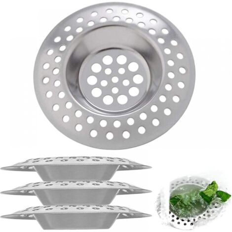 Lot de 4 crépines d'évier de cuisine en acier inoxydable, pour salle de bain, cuisine, douche, baignoire ou cuisine, diamètre extérieur 73 mm (1/5)