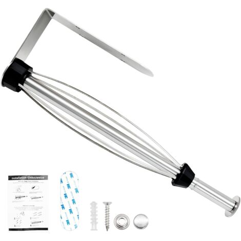Porte-rouleau de papier essuie-tout, support de rouleau de papier autocollant ou percé pour ranger les essuie-tout, fil d'argent de 1,7 mm d'épaisseur (1/5)