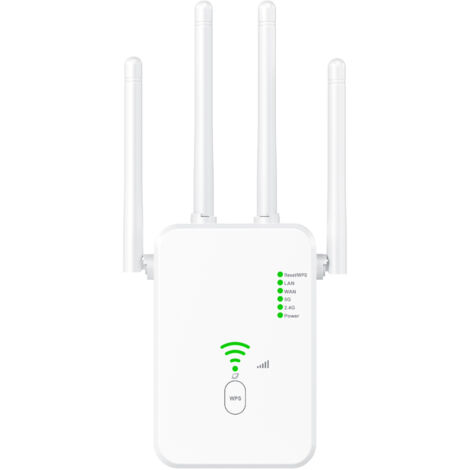 Répéteur Wi-Fi puissant, amplificateur Wi-Fi sans fil avec WPS, extension Wi-Fi Gigabit, compatible avec les routeurs, blanc (1/5)