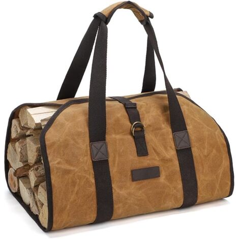 Sac de transport de bûches en toile cirée, grand format, pour chauffage, sac de rangement pour bûches de cheminée, porte-bûches pour l'extérieur (1/5)