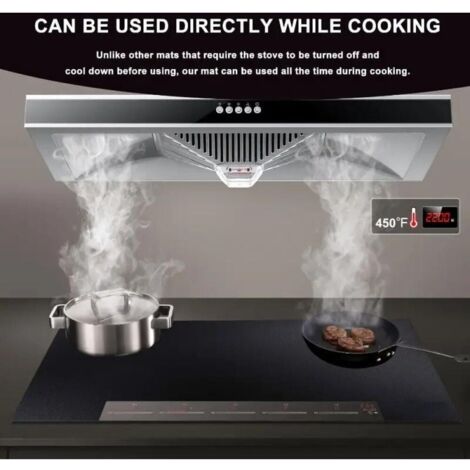 Tapis Cuisine Magnétique Tapis Protection Plaque Induction Tokenhigh - Silicone 54x90cm Noir Protection Silicone Cuisson