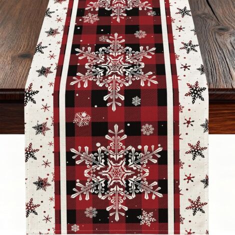 Chemin de Table de Noël 40 × 140 CM, Chemin de Table à Motif Flocons de Neige, Parfaite pour Les Fêtes de Noël et Les Décorations de Fêtes (1/5)