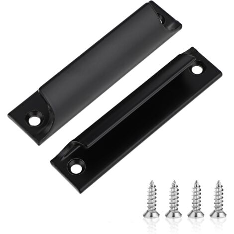 Lot de 2 poignées de porte de balcon extérieures en alliage d'aluminium avec vis en acier inoxydable - Poignée de porte de terrasse Noir (1/5)