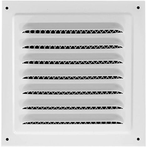 1 pièce Grille de ventilation métallique, 25 x 25cm, grille d'aération carrée pour soffite, écran en maille intégré, conduits de salle de bain, blanc (1/5)