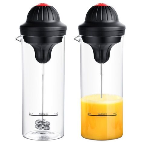 Mousseur à lait électrique en acier inoxydable, alimenté par piles, idéal pour les lattes, cappuccinos, cafés et œufs. (1/5)