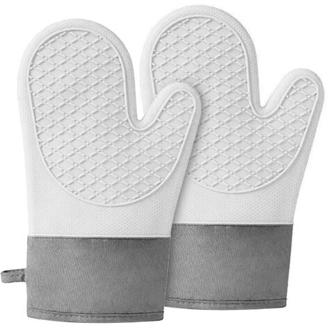 Gants en silicone résistants à la chaleur avec une doublure douce et antidérapante un indispensable en cuisine (gris - 1 paire). (1/5)