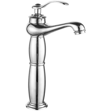 Robinet de lavabo salle bain or et blanc d'évier en laiton Mitigeur chaud froid, robinet de salle de bain à poignée unique(Chrome tall) (1/5)