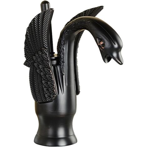 Robinet de lavabo en laiton antique, robinet d'évier de cuisine, mitigeur de lavabo à poignéero, robinet d'eau chaude et à eau froideo, Noir court (1/5)