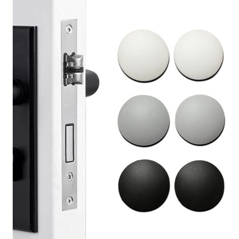 Six butées de porte de 5 cm, protections de poignée de porte rondes en silicone - amortisseurs de poignée de porte auto-adhésifs (blanc, gris, noir) (1/5)