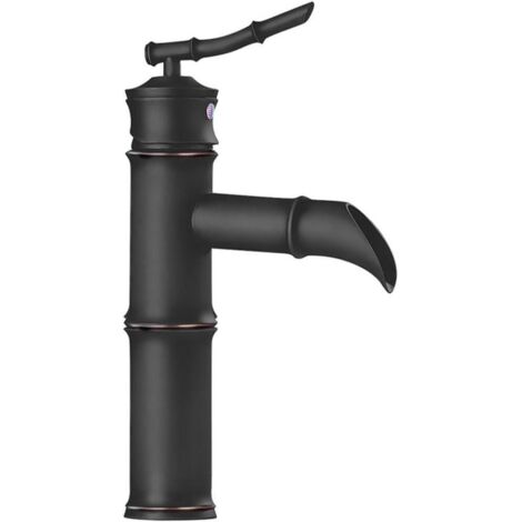 Bathroom Single Handle Faucets Modern Single Hole Bathroom Lavatory Vessel Sink Faucet, robinet d'eau chaude et à eau froideo, (Noir, 2D) (1/5)