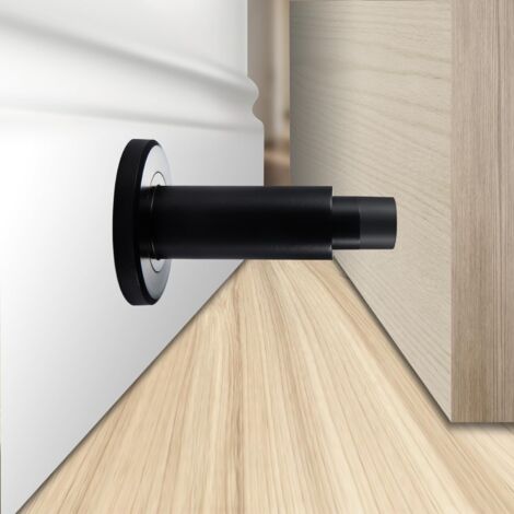 Butée de porte - Pour le bas des portes - Butée de porte anti-effraction en acier inoxydable 304 avec amortisseur en caoutchouc (noir) (1/5)