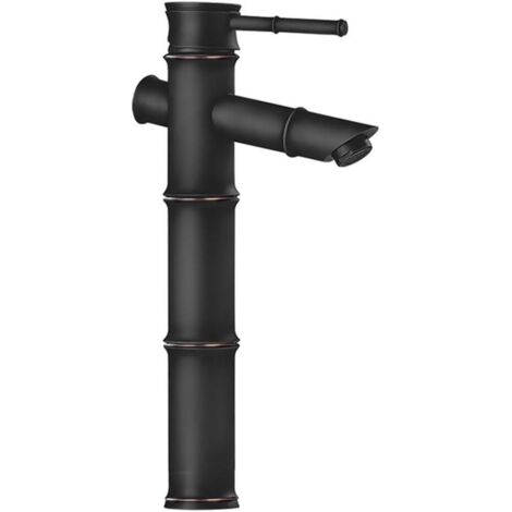 Bathroom Single Handle Faucets Modern Single Hole Bathroom Lavatory Vessel Sink Faucet, robinet d'eau chaude et à eau froideo, (Noir, 3C) (1/5)