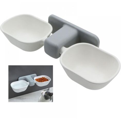 Gamelle Bol pour Chat Petit Chien - Animaux de Compagnie Set Surélevée Double gamelle Support Mural avec Support surélevé, Nourriture Antidérapant Eau Plat Chaton Inclinée Croquette Chat (1/4)