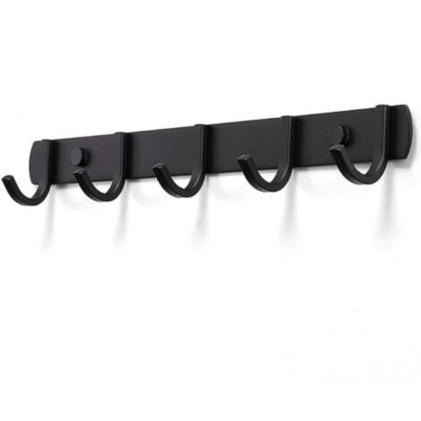Porte Manteau Mural, Patères Porte Manteaux Design En Acier Inoxydable, Patères Salle De Bains Solide pour Chambre Bureau Noir (5 Hook) (1/5)
