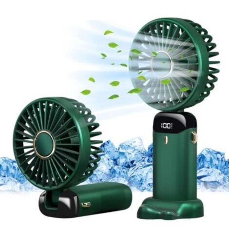 Mini ventilateur de poche USB portable, petit ventilateur de poche à 5 vitesses avec base, ventilateur de bureau pliable, extérieur (vert)