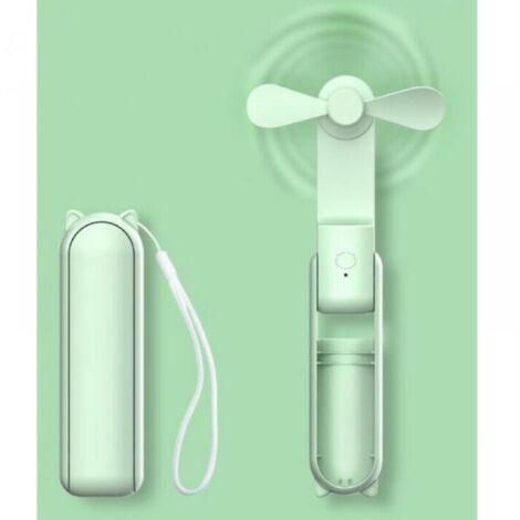 Ventilateur de Poche, Mini Ventilateur à Main Portable, à Piles Rechargeables par USB [21-32 heures], Ventilateur Personnel Pliable et Silencieux Avec Batterie Externe, Lampe de Poche - Menthe Verte (1/5)