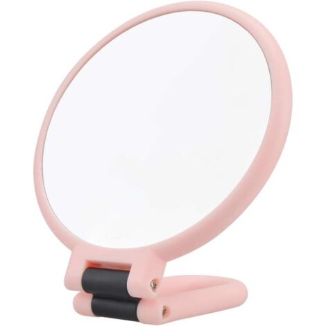 Miroir Grossissant x 40 Double Face Miroir Pliable avec Poignée, Miroir de Maquillage à Main de Coiffeurs Miroir Pliant pour Divers Détails(Rose) (1/5)