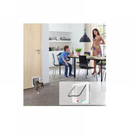 MEISISLEY Chatière Électronique à Puce Pour Chat Et Chien - Porte Isolante Pour Animaux - Noir, Grande Taille