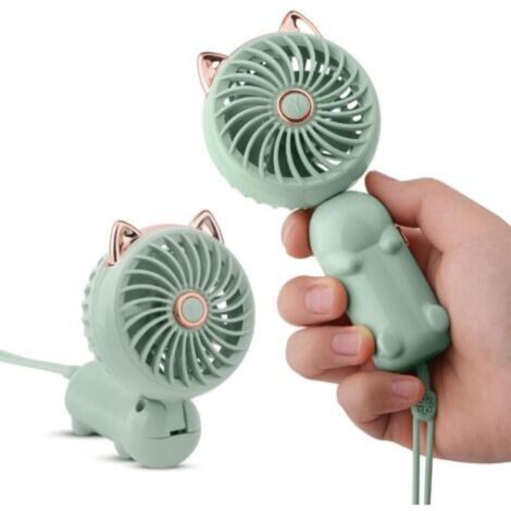 Mini ventilateur portable avec batterie rechargeable et 3 vitesses, électrique personnel mignon pour filles/femmes/enfants en plein air, pliable pour bureau/table/chambre (1/4)
