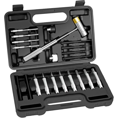 Jeu de poinçons, outils de poinçonnage, jeu de chasse-goupilles, robuste comprenant un poinçon et un marteau en acier, pour la maintenance des machines (1/5)