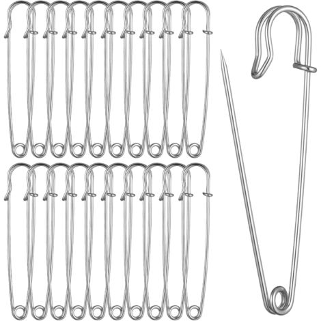 Épingles de sûreté 75 mm × 1,8 mm, lot de 20, grandes épingles de sûreté pour vêtements, tissus épais, tous types d'artisanat, couvertures (1/5)