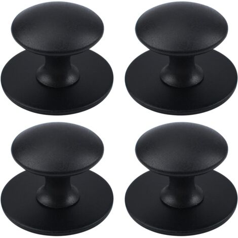 Lot de 4 boutons de placard autocollants instantanés en acier inoxydable pour fenêtres, armoires, placards et tiroirs (noir mat) (1/5)