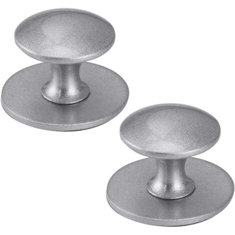 Lot de 2 boutons de placard ronds en acier inoxydable, autocollants, pour porte de grange, abri de jardin, garage, porte coulissante, cuisine, bar (argent sable) (1/5)