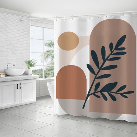 Rideau de douche pour baignoire, 180 x 180 cm, tissu polyester imperméable et anti-moisissure, lavable avec 12 crochets (1/5)