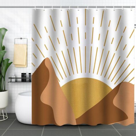 Rideau de douche anti-moisissure, 180 x 180 cm, imperméable, résistant à la moisissure, adapté aux baignoires et cabines de douche standard, comprend 12 crochets, polyester, lavable, design moderne (1/5)