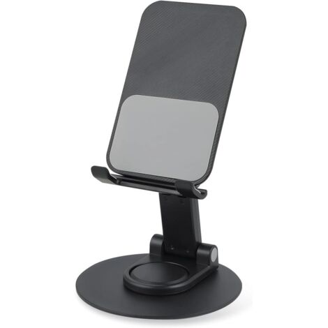 Support Téléphone - Support Téléphone Bureau, Support Téléphone Voiture, Aluminium, Rotation 360°, Hauteur Réglable, Pliable, Stable et Antidérapant, Idéal pour Bureau, Maison et Voiture (Noir) (1/5)