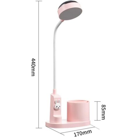 Lampe de bureau enfant - Lampe de chevet avec porte-stylo - ciel avec changement de couleur automatique - lecture LED rechargeable à intensité variable pour enfants Rose (1/4)