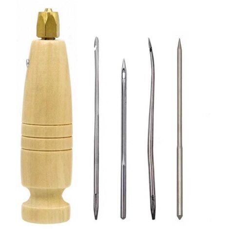 Outil de couture du cuir avec manche robuste, 4 poinçon remplaçable pour la réparation de chaussures, fournitures pour le bricolage en cuir (1/5)