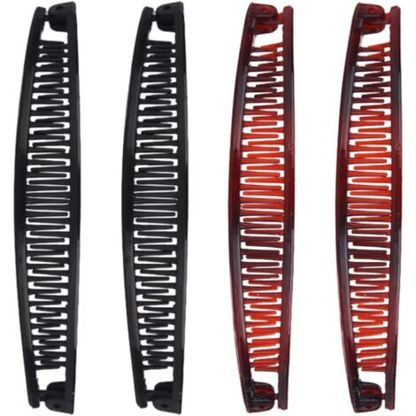 Pinces à Banane,4 Pièces Queue de Poisson Clip pour Femmes Classique Pinces à Cheveux Longs Banane Française Peigne à Cheveux Porte-Queue de Cheval Banane,pour le Sport la vie pour Femmes et Filles (1/5)